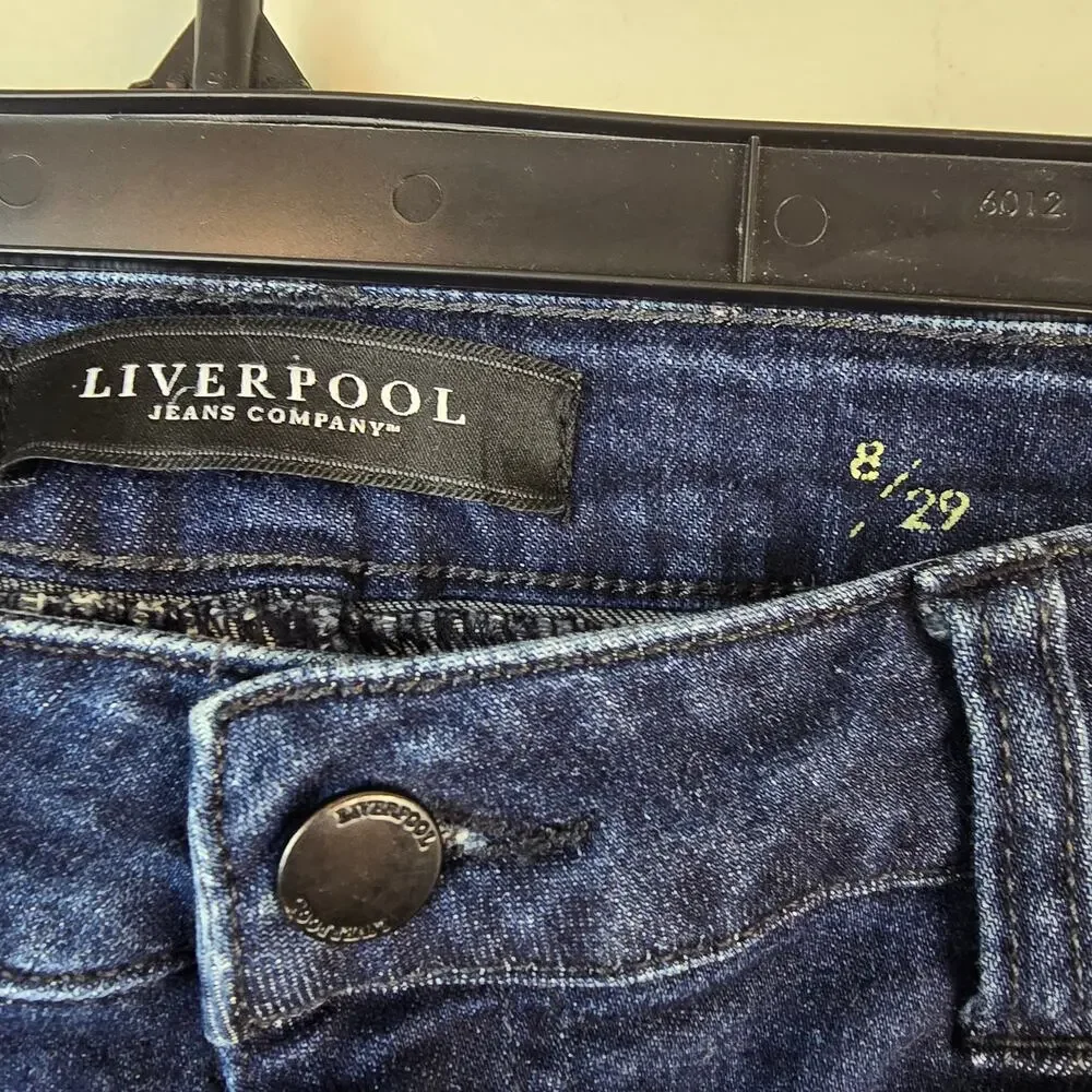 Liverpool Jeans Womens 29 The Hugger Ankle Skinny Mid Rise Dark Wash Preppy Boho